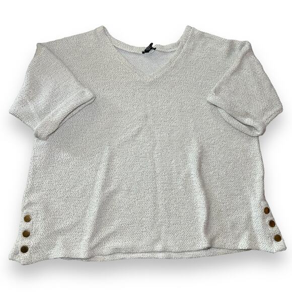 Robert Louis 3/4 Sleeve Boxy Sweater Size 3X Knit Gold Snaps Plus Size - Picture 1 of 7